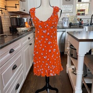 Free People Orange Floral Backless Dress